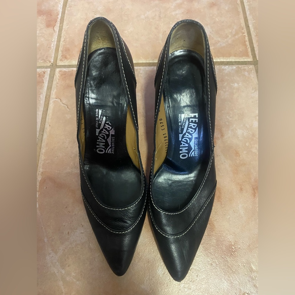 Salvatore Ferragamo Black Leather Heels